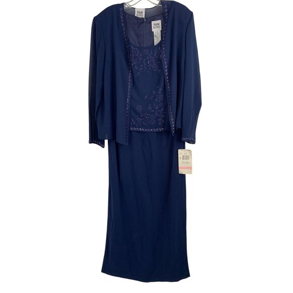 Size 10 R&M Richards 2-Piece Navy Gown & Sheer Jacket Mother of Bride NWT 8555 - Picture 11 of 13